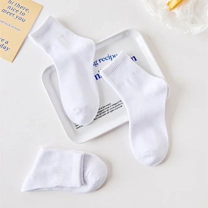 Thick Cotton White Children Socks Over 3 Years Old Kids Middle Tube Sock for Boy Girl Sweat-Absorbing Breathable Sports Socks