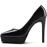 Women Pumps Brand 10CM 12CM Thin High Heels Black PU Slip On Pointed Toe Dress Office Career Party Wedding Waterproof Lady shoes