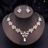 Water drop Butterfly Bridal Jewelry Sets for Women Earring Necklace Set Rhinestone Crystal Wedding Jewelry Sets 3 Pcs Gifts