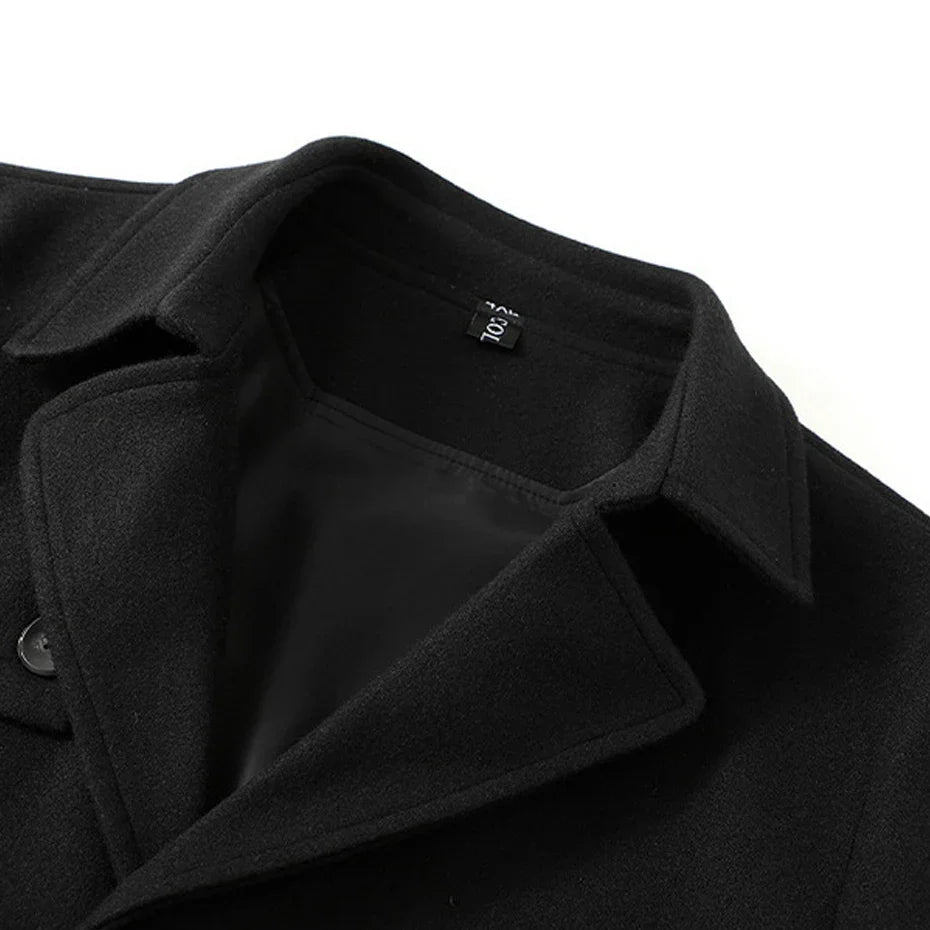Woolen Jacket Men Plus Size 12XL Solid Color Jackets Woolen Coats Male Autumn Winter Long Style Jacket Fashion Casual