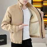 Padding Down Jackets for Men Khaki Plus Velvet Man Padded Coat Parkas Winter