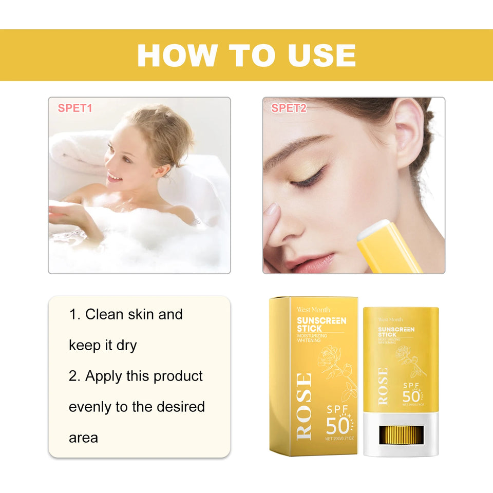 Sunscreen Stick Spf 50 UV Protection Oil-Control Dryness Improving Roughness Hydrating Skin Brightening Skin Care Sunblock Stick