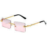 Rimless Rectangular Sunglasses Men  Fashion Vintage Twisted Snake Leg Gradient Shades