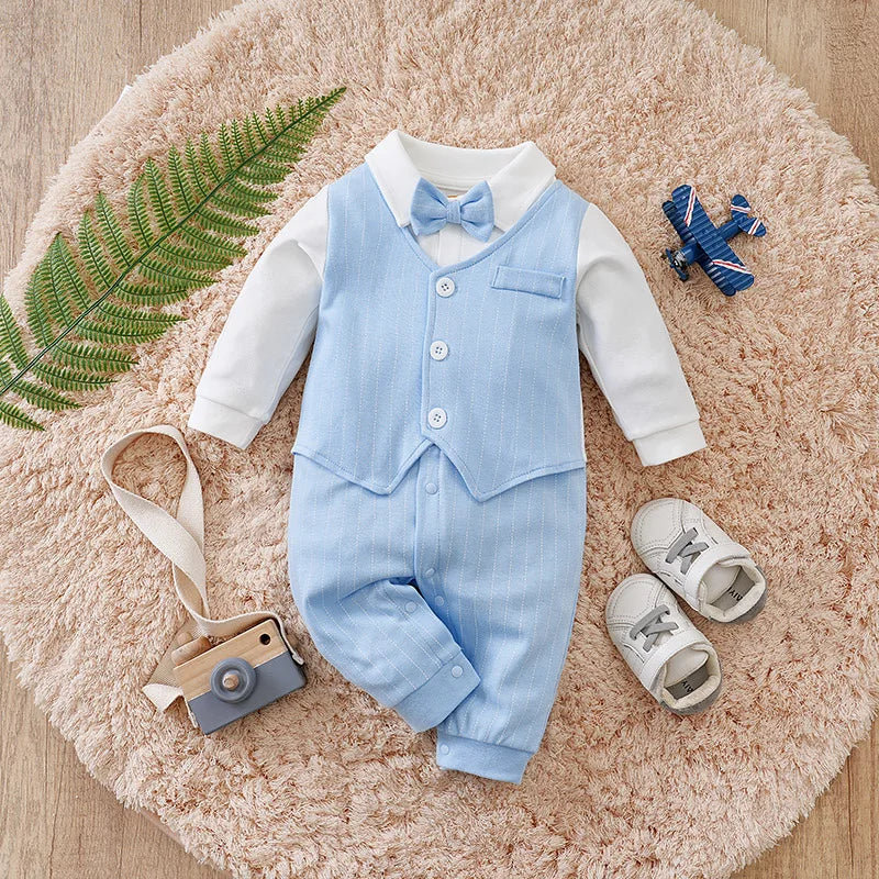 Gentleman Baby Boys bow tie Cotton Clothing Spring and Autumn Children