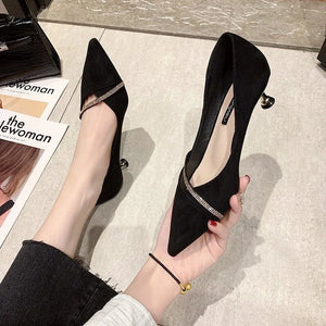 new Korean version of fashion temperament hollow French female pointed thin heel heel
