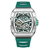 BRUBOSES-Men's Mechanical Watch with Sapphire Crystal, 316L Stainless Steel Case, Tonneau Watch, Casual Fashion