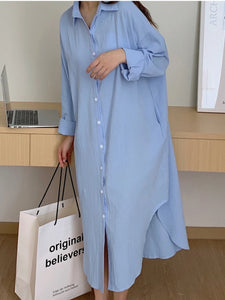 Shirt Dress Evening Vintage Dress Party Oversize Long Cotton Beach Women Dresses