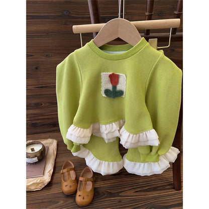 Girls Fashion Striped Set Kids Casual Sweatshirts Outfits Children Long Sleeves