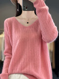 Women's Fashion Sweater V-Neck Pullover Long Sleeve