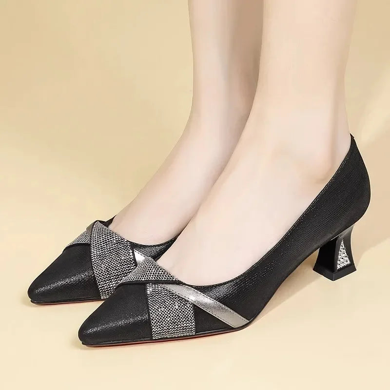 Women Fashion High Quality Black Sexy High Heel Pumps for Party Lady Cute Night Club Blue Crystal Stiletto Heel Shoes A12