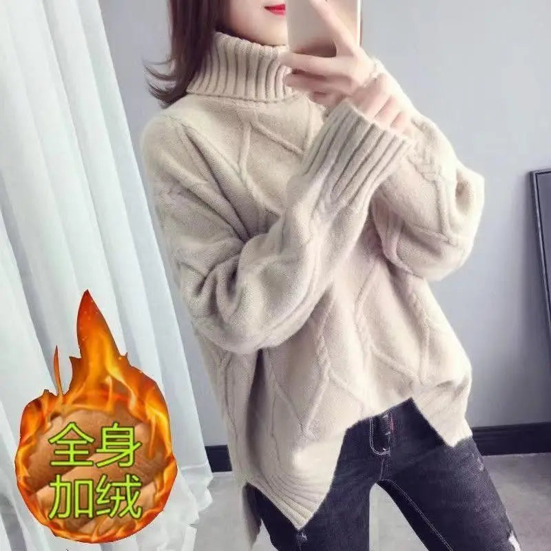 Autumn Winter New Fashion High Collar Long Sleeve Solid Sweaters Women's Clothing