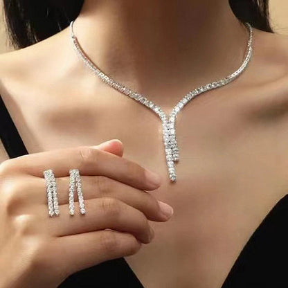 2Pcs Simple Geometric Zircon Necklace