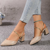 Low Heels Sandals Woman Summer Fashion High Heels  Luxury Shoes for Women Wedding Party Shoes