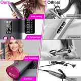 Automatic Wireless Hair Curler Cordless Rotating USB Rechargeable Curling Iron Display Temperature Adjustable Timing Hair Curler