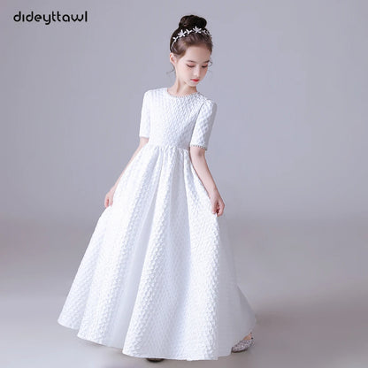 Girls Dress For Wedding Party Short Sleeves Concert Junior Bridesmaid Gown