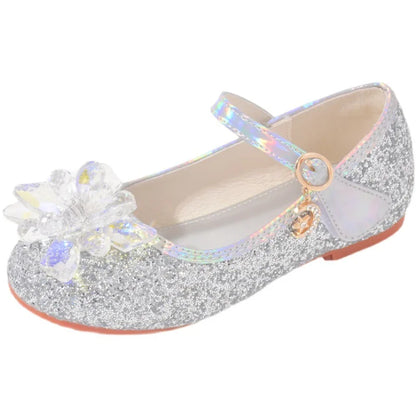 Party Dresses Shoes Heel Girls Glitter Elegant Girl Heels Shoes Child Shoe Low Heeled Bow Sequins Kids High Heels 3- 12 Year Old