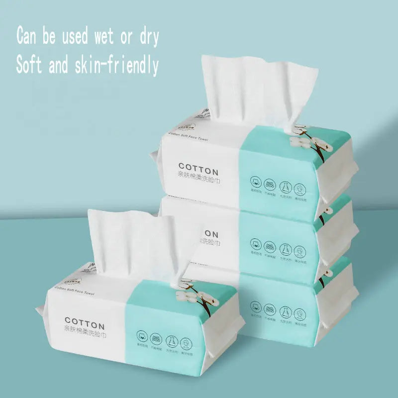 4Packs Disposable Cotton Tissue Wet Dry Wipes Makeup Remover