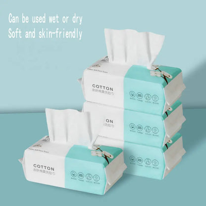 4Packs Disposable Cotton Tissue Wet Dry Wipes Makeup Remover