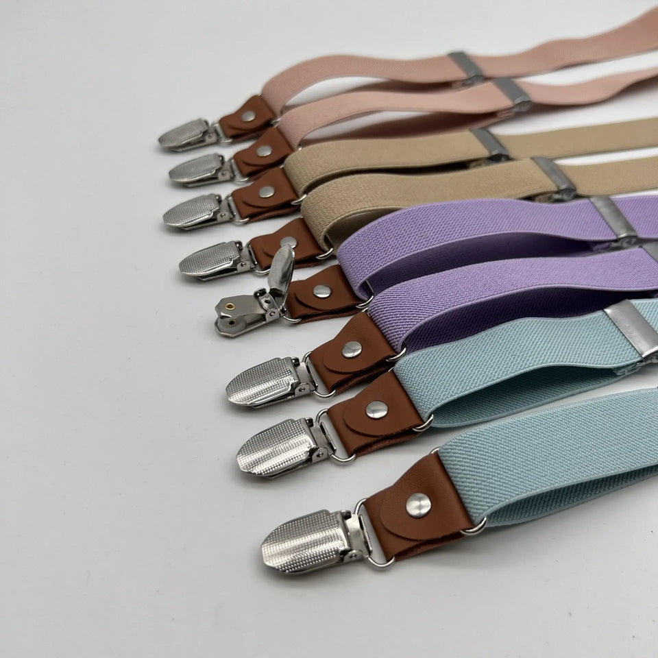 Adult Bow Tie Suspenders Set Fashion Pu Leather Adjustable Elastic Band Unisex Wedding