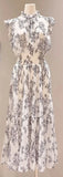 Kuzuwata Fresh Mid-length Print High Waist Robe New Gentle Literary Lace Up Pleated Slim Exquisite Mujer Japan New Elegant Dress