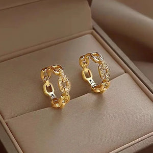 Delicacy 9999 24K genuine gold simple and elegant earrings interlocking earrings for women