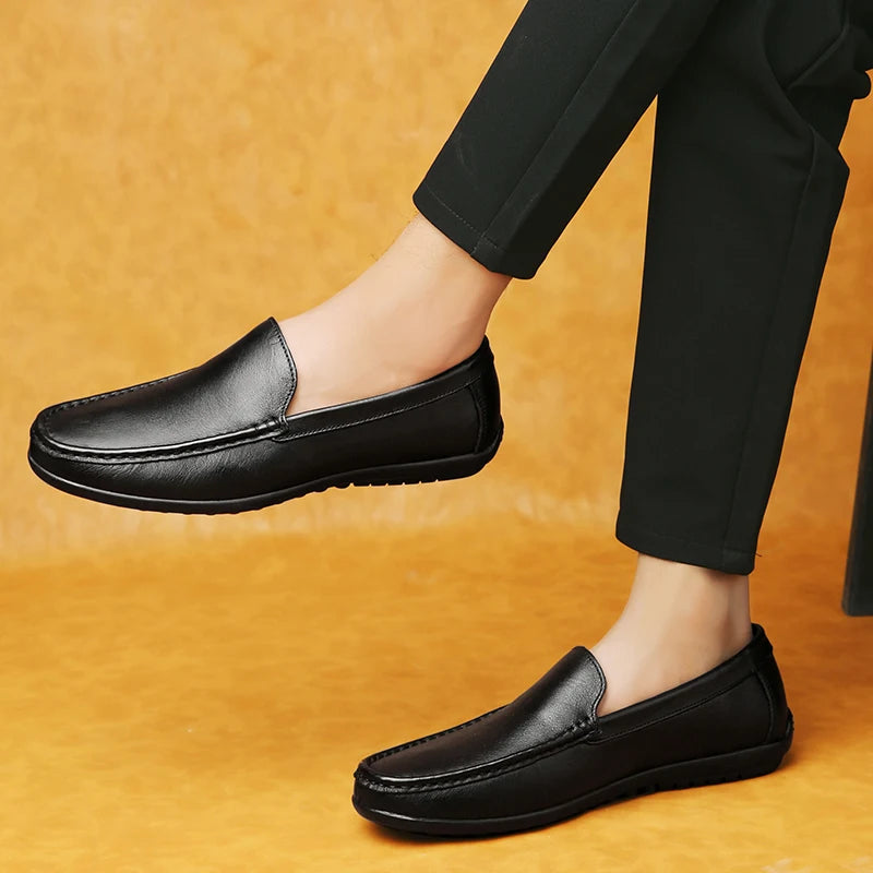 High Quality Men Casual Footwear Stylish Men Loafers Genuine Leather Mens Slip on Shoes