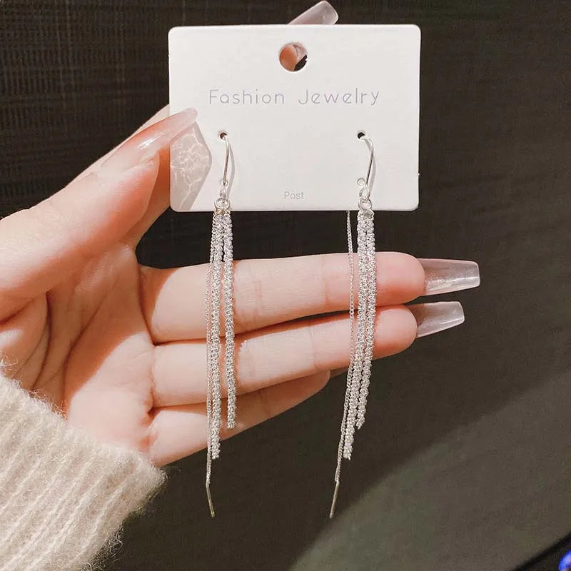New Long Tassel Chain Dangle Earrings for Women girl Trend Korean Fashion Fine Earring Wedding Luxury Y2K Jewelry Wholesale
