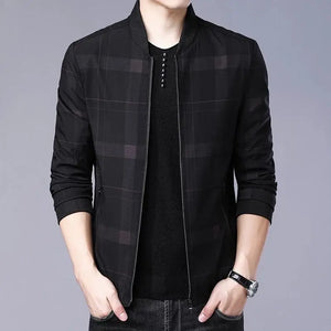 Casual Luxury Solid Color Men's Jacket Spring Autumn Thin V-neck Baseball Jacket for Men Zipper Up Jacket Man Outerwear Tops 3XL