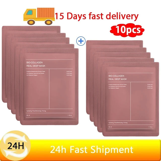 Bio-Collagen Real Deep Mask Anti-Wrinkle Lifting Face Mask With Hydrolyzed Collagen Collagen Reverse Film Volume Peel Off Mask
