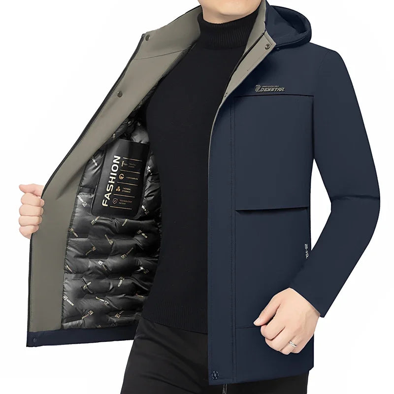 Winter Thermal Cotton-padded Jacket Men Clothing Hooded Thickening Outdoor Jackets Windbreak Quality Male Coat Trend Tops