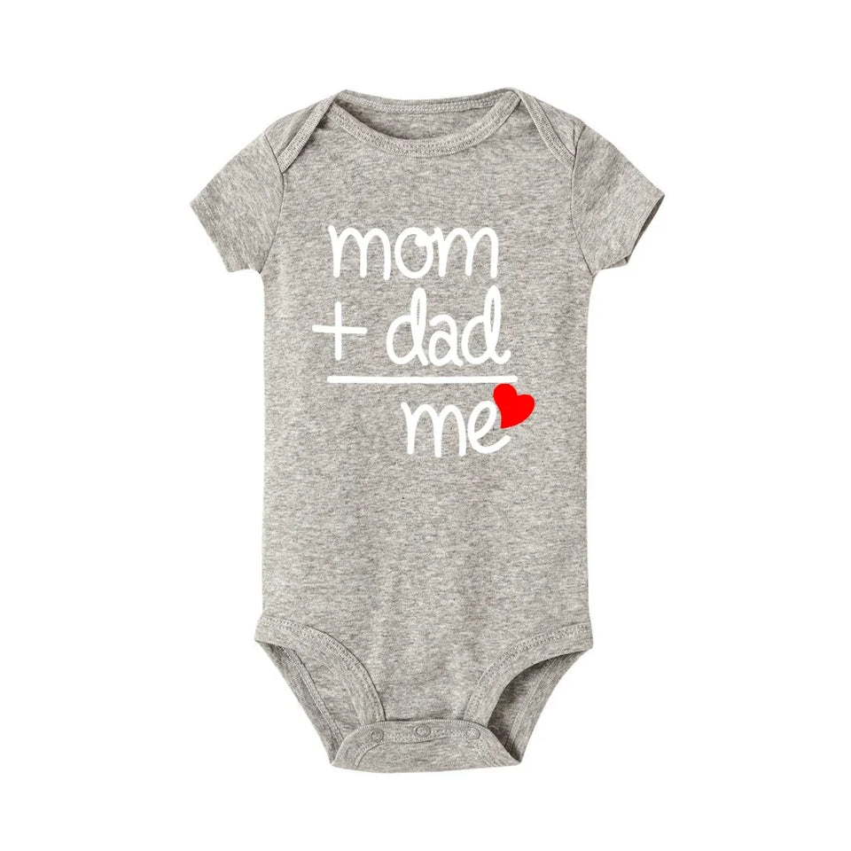 Mom Plus Dad Equals Me Baby Romper Clothes Boy Girl Newborn Bodysuit Toddler Infant Funny Cute Rompers Jumpsuit Outfits