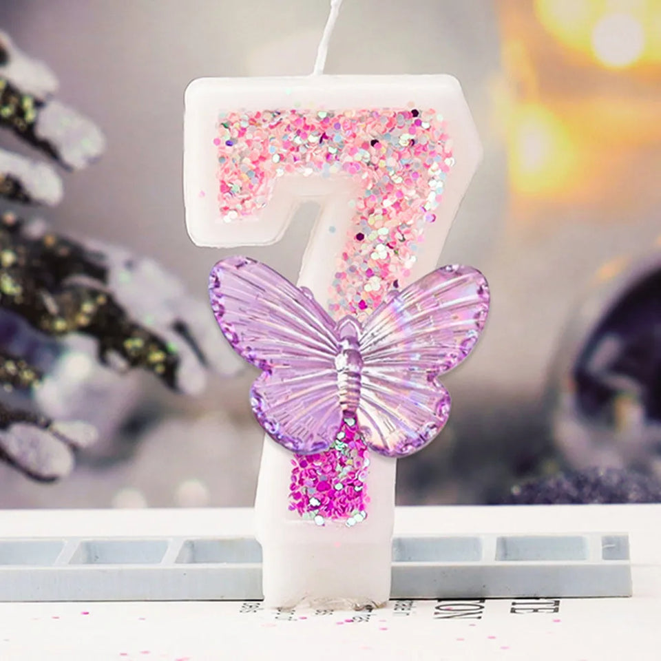 Children's Birthday Candles 0-9 Number Pink Purple Candle