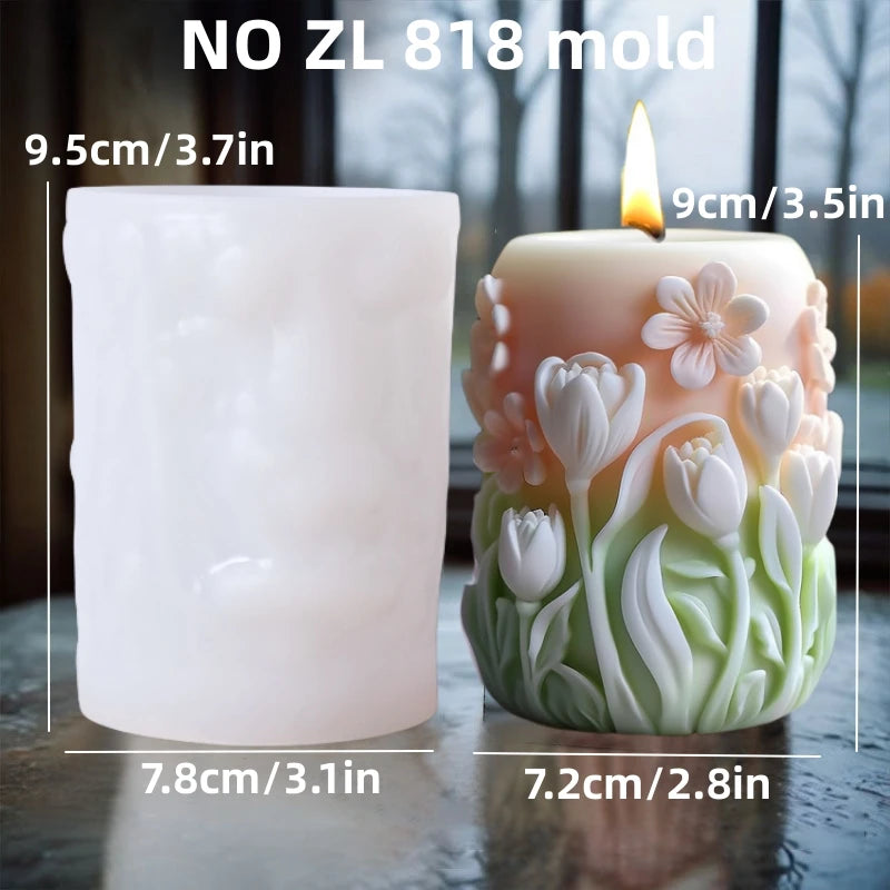 candle silicone mold flower bouquet relief resin mould blooming flower gypsum molds