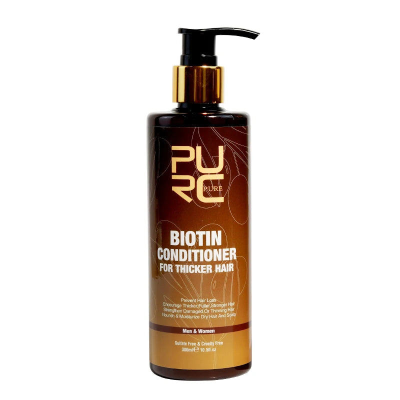 PURC Biotin Hair Shampoo Conditioner for Men Women Scalp Treatment Cleaning Hair Root Nourish Smooth Hair Oil Care Products Set