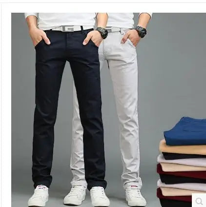 New Casual Pants Men Cotton Slim Fit Chinos Fashion Male Brand Clothing