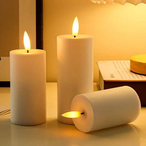 Outdoor flameless Candle Window Lamp & Remote Control Timer,Yellow LED Flickering Electric Pillar Candles
