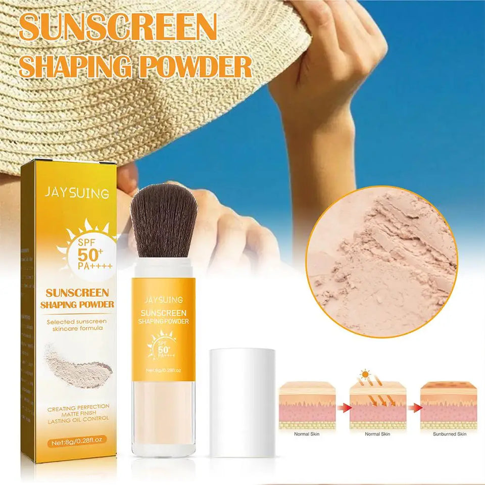 2pcs Waterproof Spf50 Sunscreen Loose Powder Sunblock Skin Protective Invisible Pore Solar Blocker Oil Control For Face Care