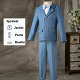 Children Formal Wedding Party Suit Set Boys Birthday Party Performance Chorus Costume Kids Blazer bowtie Pants Clothing Set