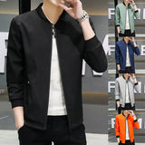 New Men's Jacket Coat Simple Solid Baseball Neck Zipper Windbreaker Coat Cycling Coat