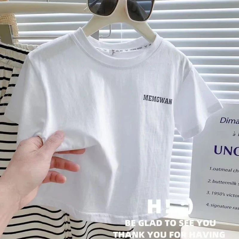 Comfortable Letter T-shirt+Stripe Loose Fitting Pants 2Pcs Suit For Kids Children Outfit