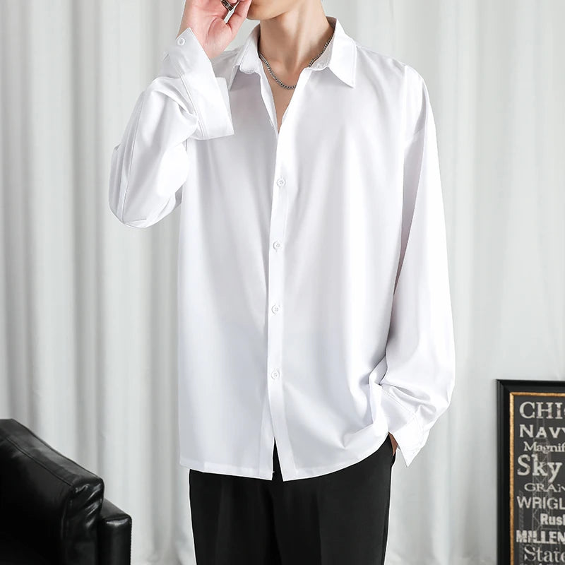 Shirt Men Solid  Long sleeved Shirt For Men Korean Fashion Shirts