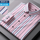 Summer men's long-sleeved shirt spring and summer ice silk thin stripes business casual high-quality work clothes wear fashion
