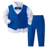 Pink Wedding Flower Suit for Kid Boy Spring Autumn Winter Gentleman Vest 4PCS Formal Sets 123456 Years Children Birthday Clothes