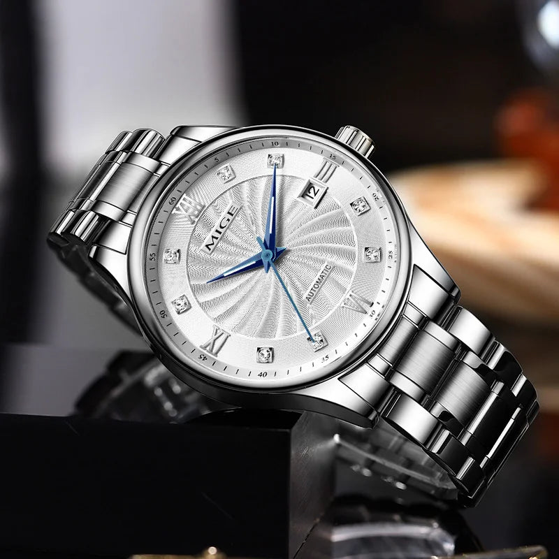 MIGE brand business steel mechanical watches for men japan 82s0 movement waterproof automatic luxury Casual sapphire mens watch