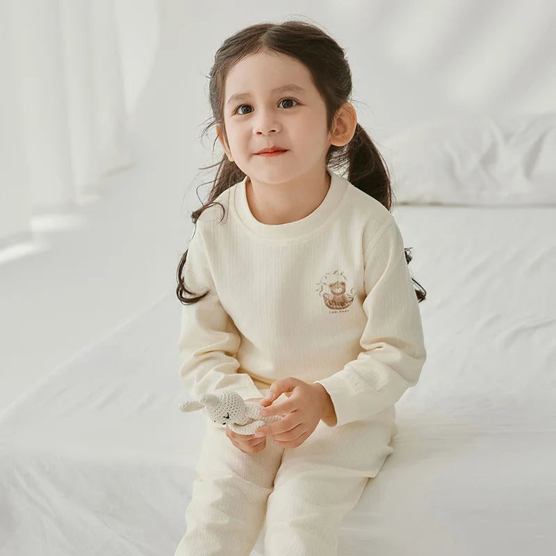 Children Pajamas Set Autumn Long Sleeve Cotton Tops Pants Sleep Suit Sleepwear