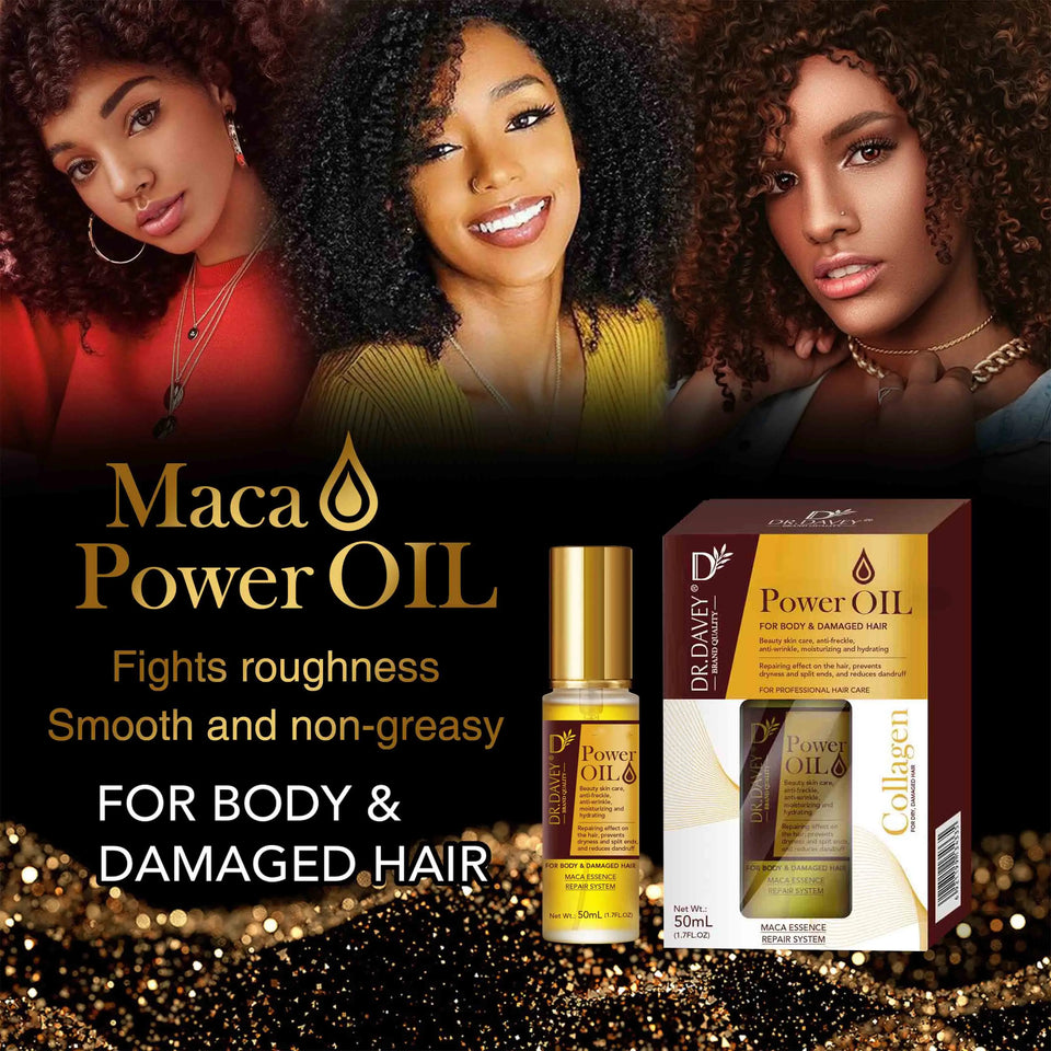 50ml Maca Power Moroccan Argan Oil for Hair Healing Cold Pressed Weightless Hair Serum for Rescue Frizzy and Damaged Locks