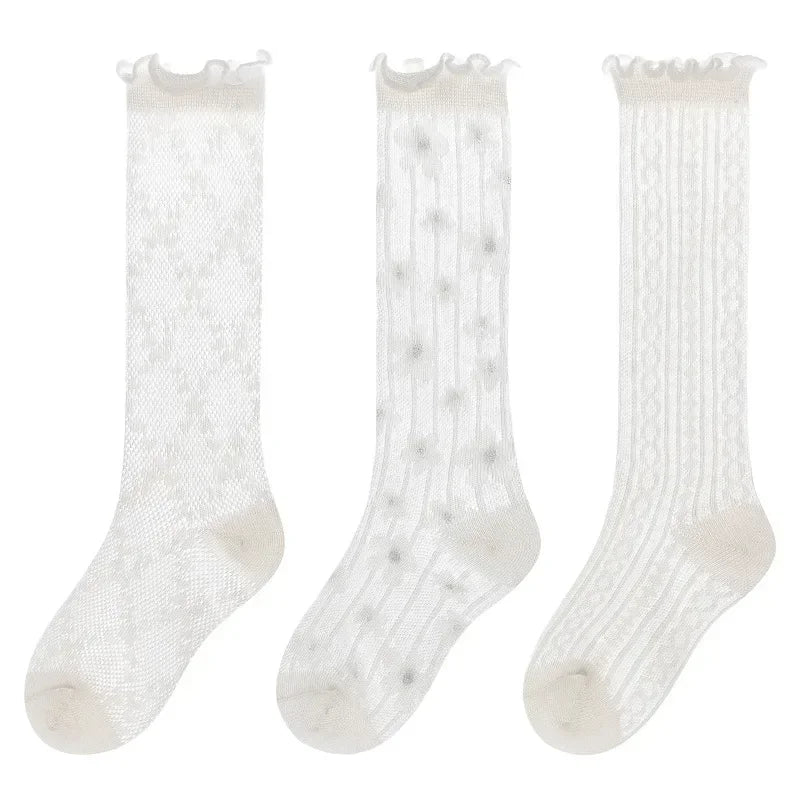 Korean Baby Children Girl Cute Socks Kids White Color Mesh Breathable School Uniform Stockings