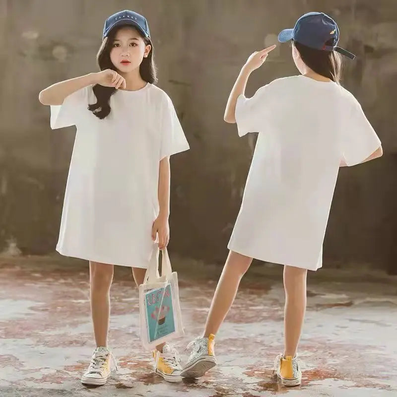 Fashion Summer Girls Dress 2024 Dot Beach Long Dress For Girl Bohemia Children Princess Loose Dresses Costume Teen 8 10 12 14 Y
