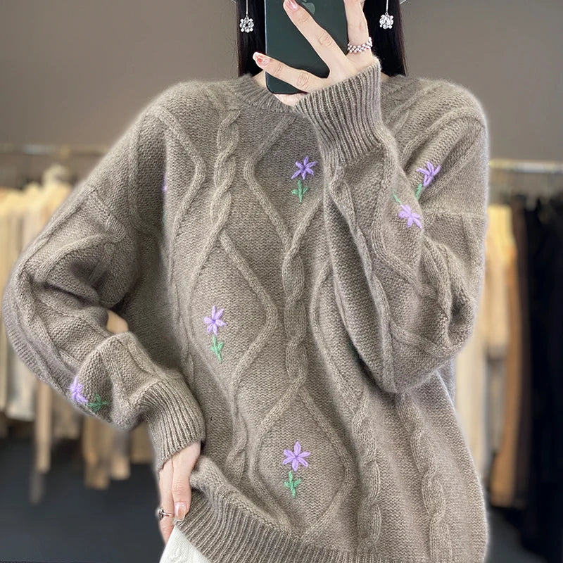 High end Luxury 100% Merino Wool Sweater Women's Autumn/Winter