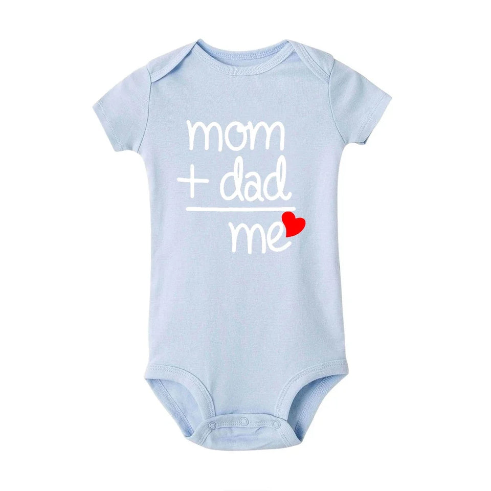 Mom Plus Dad Equals Me Baby Romper Clothes Boy Girl Newborn Bodysuit Toddler Infant Funny Cute Rompers Jumpsuit Outfits